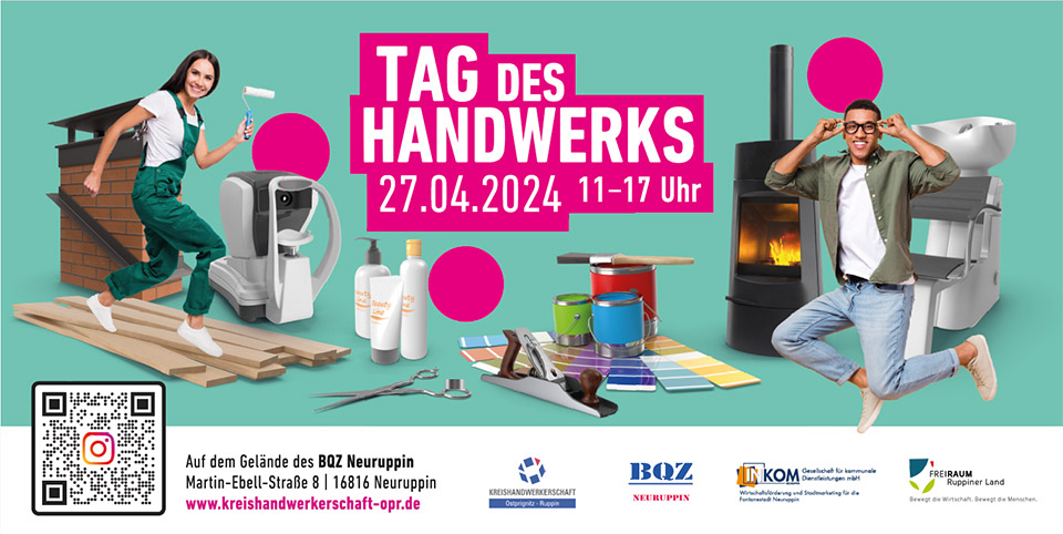 Banner zum Tag des Handwerks in Neuruppin, am 27.04.2024